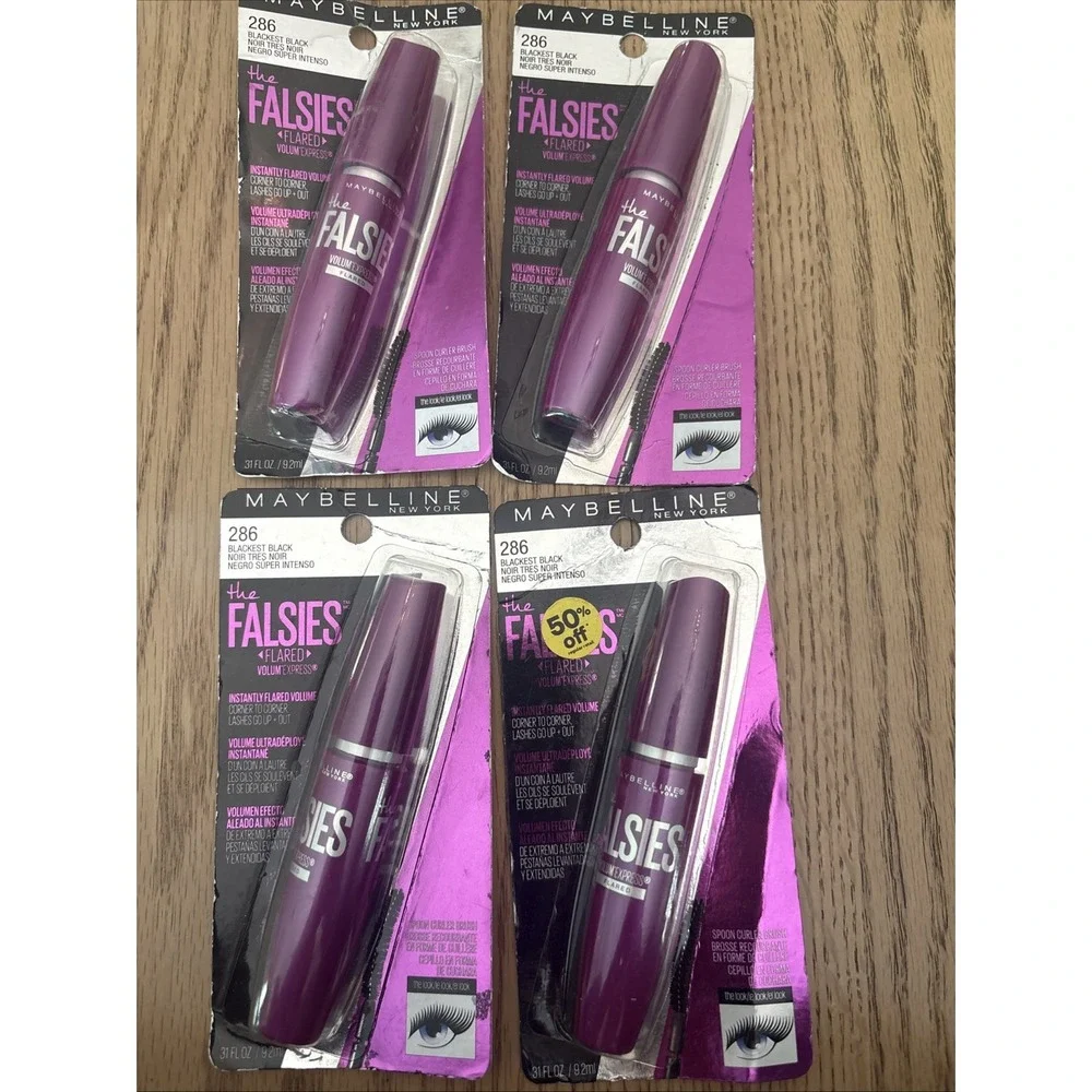 (4-Pack) Maybelline #286 New York the Falsies Flared Mascara, Blackest Black New